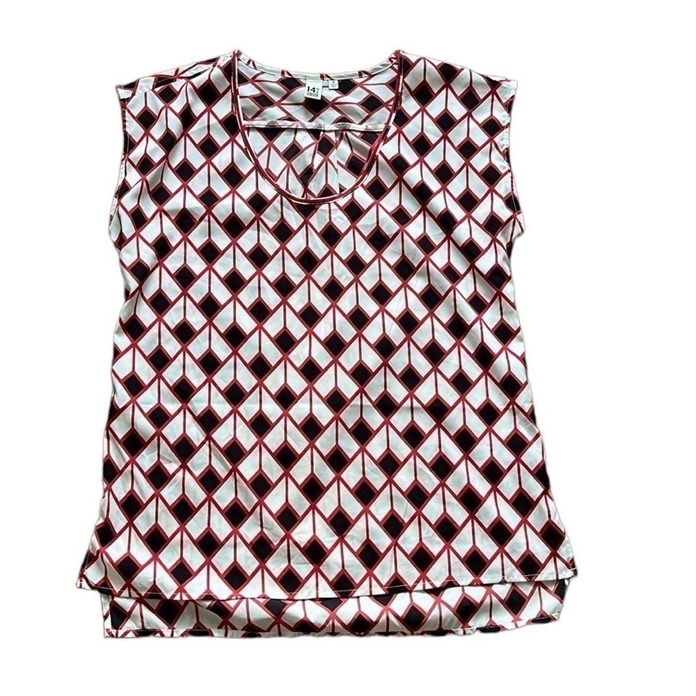 14th and Union women’s red black white short sleeve top Size small oversized